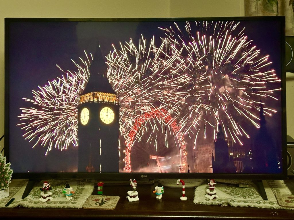 Fireworks on the BBC at midnight.​