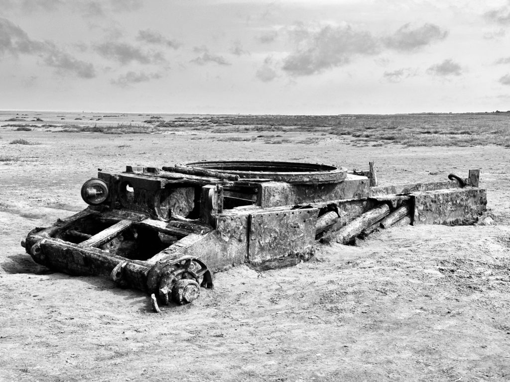 Abandoned tank on the Lincolnshire coast