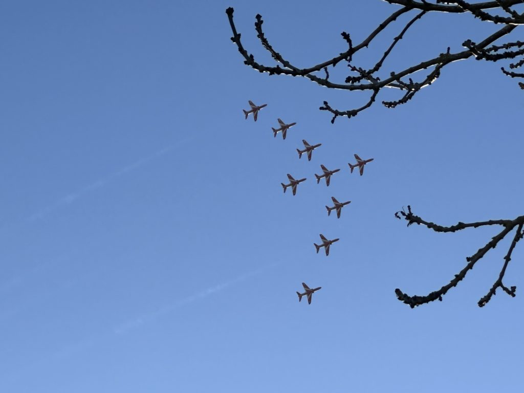 Eight Red Arrows in formation